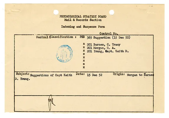 Indexing Form re Captain Keith D. Young, with Attached Memorandum