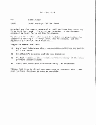 [AARP (American Association of Retired Persons) Medicare Restructuring Forum Papers] [loose]