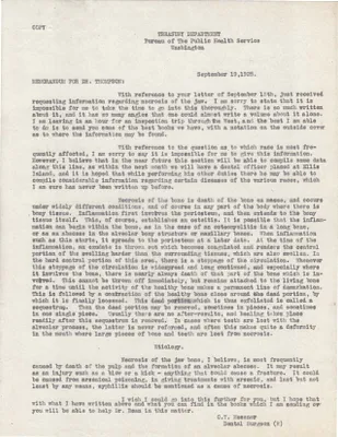 Memorandum to Dr. Thompson, September 19, 1925