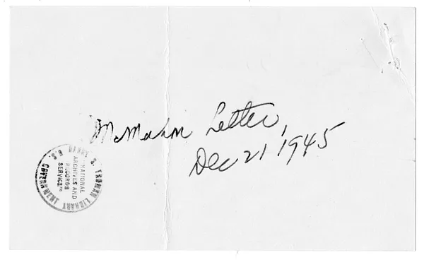 Letter from Senator Brien McMahon to President Harry S. Truman