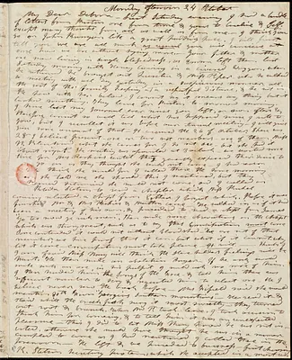 Letter from Mary Weston, [Weymouth, Mass.], to Debora Weston, Monday afternoon, 24 October [1836]