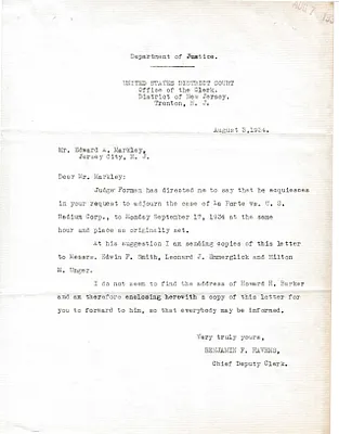 Letters Received to Edward A. Markley [E.A. Markley], August 3, 1934