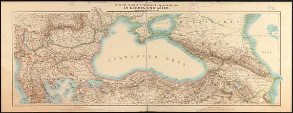 Karte des russisch-türkischen kriegsschauplatzes in Europa und Asien
