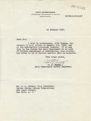Letters Received to H.H. Barker, January 18, 1929