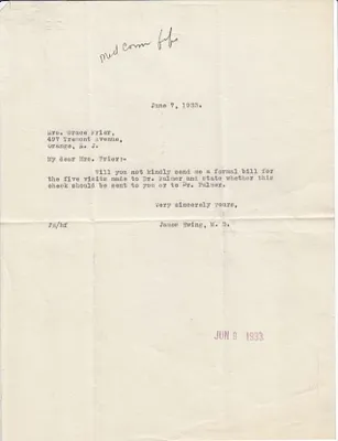 Letters Sent to Grace Frier, June 7, 1933