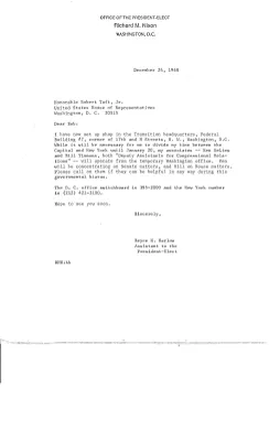 Transition Office: Congressional Correspondence: T (1 of 2)