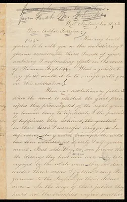 Letter from Sarah Moore Grimké, West Newton, to William Lloyd Garrison, Nov. 30 / [18]63
