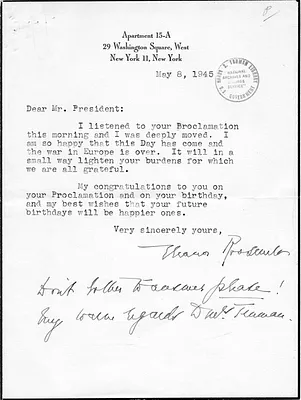 Letter from Eleanor Roosevelt to Harry S. Truman