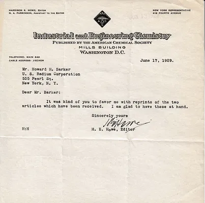 Letters Received to Howard H. Barker [H.H. Barker], June 17, 1929