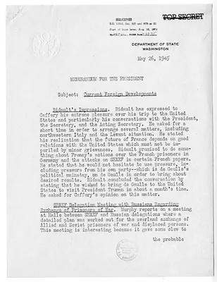 Memorandum from Acting Secretary of State Joseph Grew to President Harry S. Truman