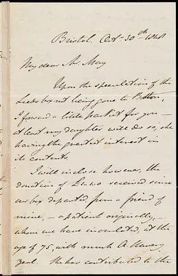 Letter from John Bishop Estlin, Bristol, to Samuel May, Oct. 30th, 1848