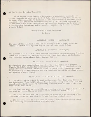 Ad hoc By-Law Revision Committee - LCRC By-Laws