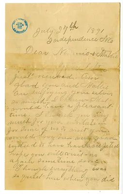 Letter from Margaret Ellen Truman Noland to Nancy Bentley and Mary Martha Truman