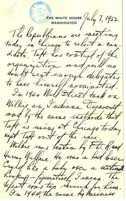 Longhand Note of President Harry S. Truman