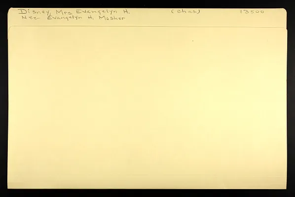 Disney, Mrs. Evangelyn H. nee Evangelyn H. Mosher