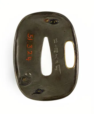 Tsuba with Clams and Conch