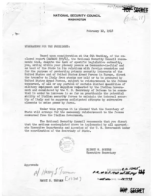 Memorandum from Sidney Souers to President Harry S. Truman