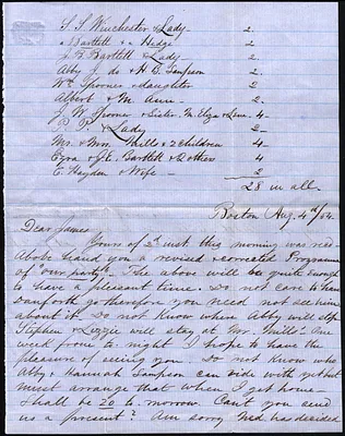 Amasa Bartlett to James Walter Spooner Aug. 4 1854