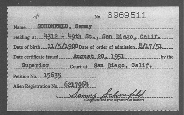 Schonfeld, Sammy - 1951
