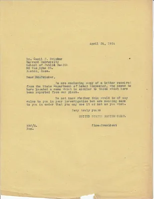 Letters Sent to Dr. Cecil K. Drinker, April 24, 1924