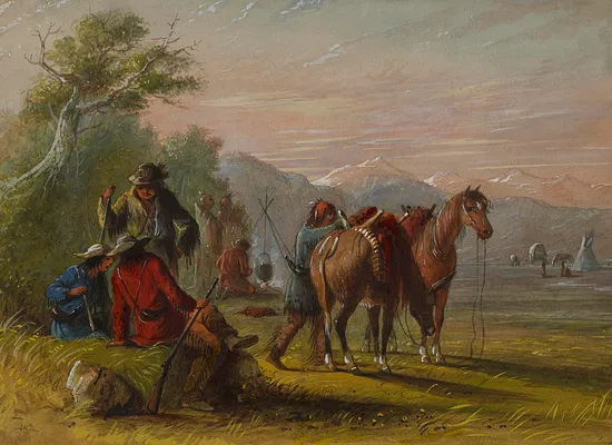 Camp Receiving a Supply of Meat