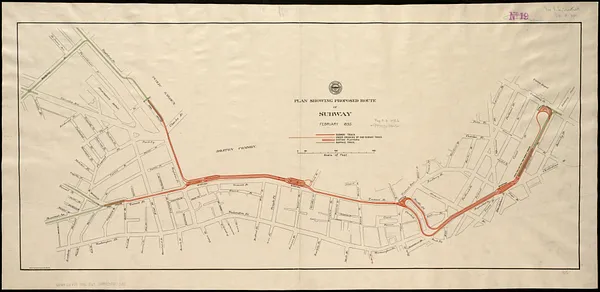 Plan showing proposed route of Subway, February 1895