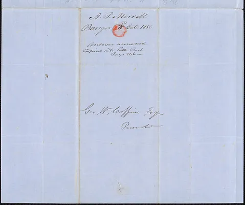 A. P. Morrill to George Coffin, 3 October 1850