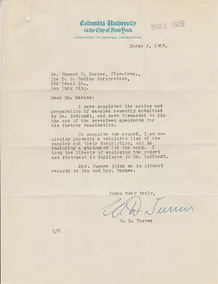 Letters Received to Howard H. Barker [H.H. Barker], March 5, 1929