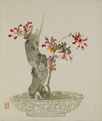 Leaf from Album Depicting Birds, Flowers, Landscapes, and Flower Pots