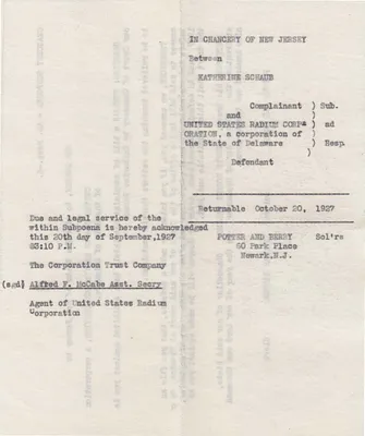 Subpoena, September 20, 1927