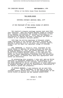 President's Proclamation of National Hispanic Heritage Week, 1974 [Proclamation]