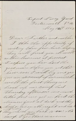 Letter from John Jubb, Gasport Navy Yard, Portsmouth Va., to Thomas and Harriet Jubb, May [16], 1862