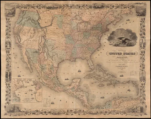 Map of the United States of America, the British provinces, Mexico, the West Indies and Central America, with part of New Granada and Venezuela