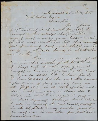 M.C. Nisbet, Louisville, Ky., autograph letter signed to Ziba B. Oakes, 26 November 1856