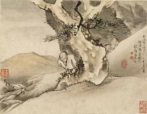 Man Walking by a Tree