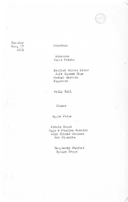 White House Luncheon and Dinner Menu