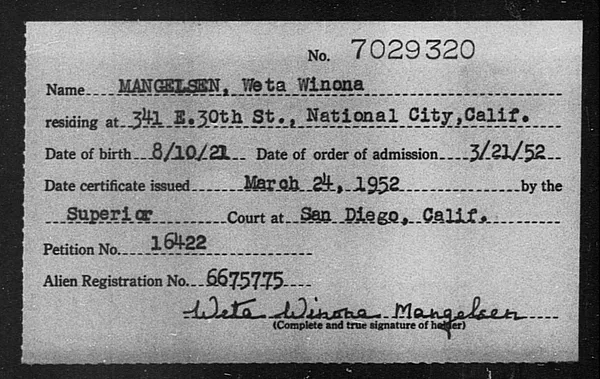 Mangelsen, Weta Winona - 1952