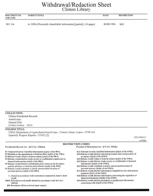 USDA [Department of Agriculture]/AmeriCorps - Clinton Library Copies - FY96 3rd Quarter Progress Reports - CO-FL [2]