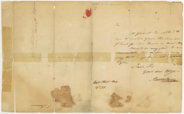 Letter, Aaron Burr to [?] Foxcroft, Esquire