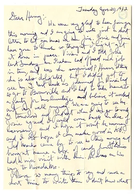 Letter from Mary Jane Truman to Harry S. Truman