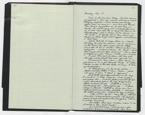 Handwritten journal entry for February 17, 1969