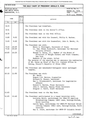 President Gerald R. Ford's Daily Diary, March 19, 1976