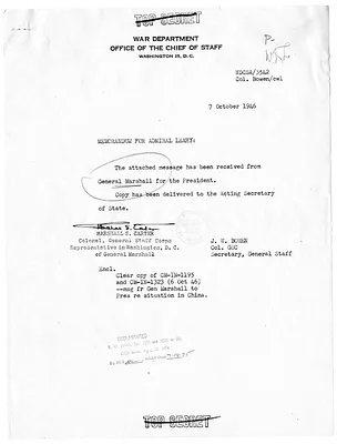 Letter from General George C. Marshall to President Harry S. Truman, with Related Notes