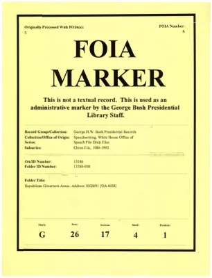 Republican Governors Assoc. Address 10/28/91 [OA 6038]