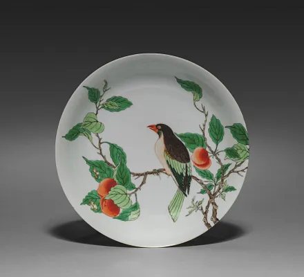 Dish with Bird on Fruit Tree Branch