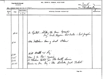 Lady Bird Johnson's Daily Diary Entry, 1/8/1964