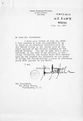 Letter from John Foster Dulles to President Harry S. Truman