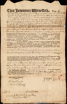 Barnabas Rhodes indentured to apprentice with Joseph Rice of Marlborough, 13 January 1741