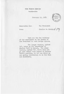 Memorandum from Charles S. Murphy to President Harry S. Truman