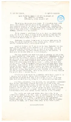 Press Release, Speech of President Harry S. Truman, Mount Sterling, Kentucky